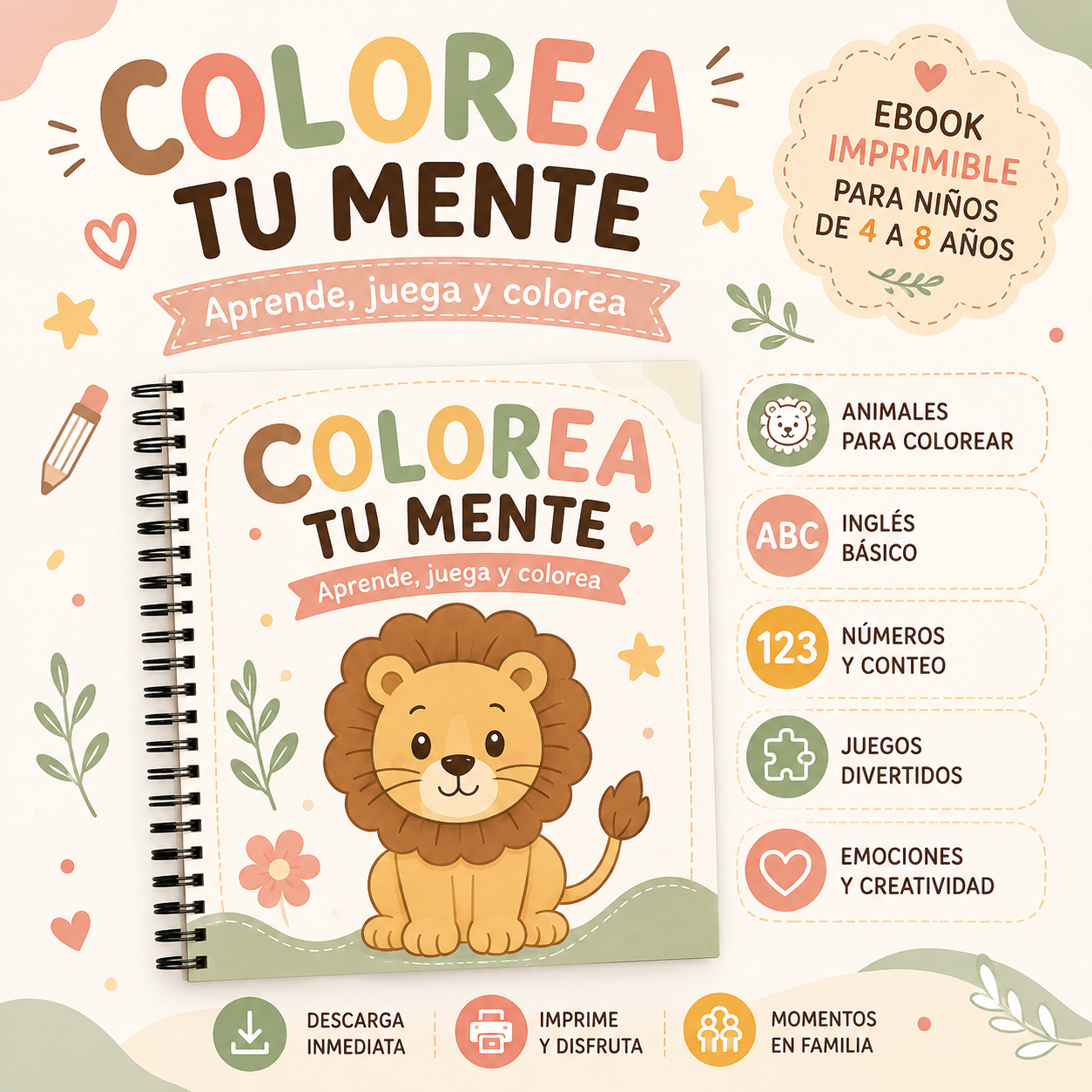 Colorea tu Mente | Aprende Inglés, Juega y Colorea